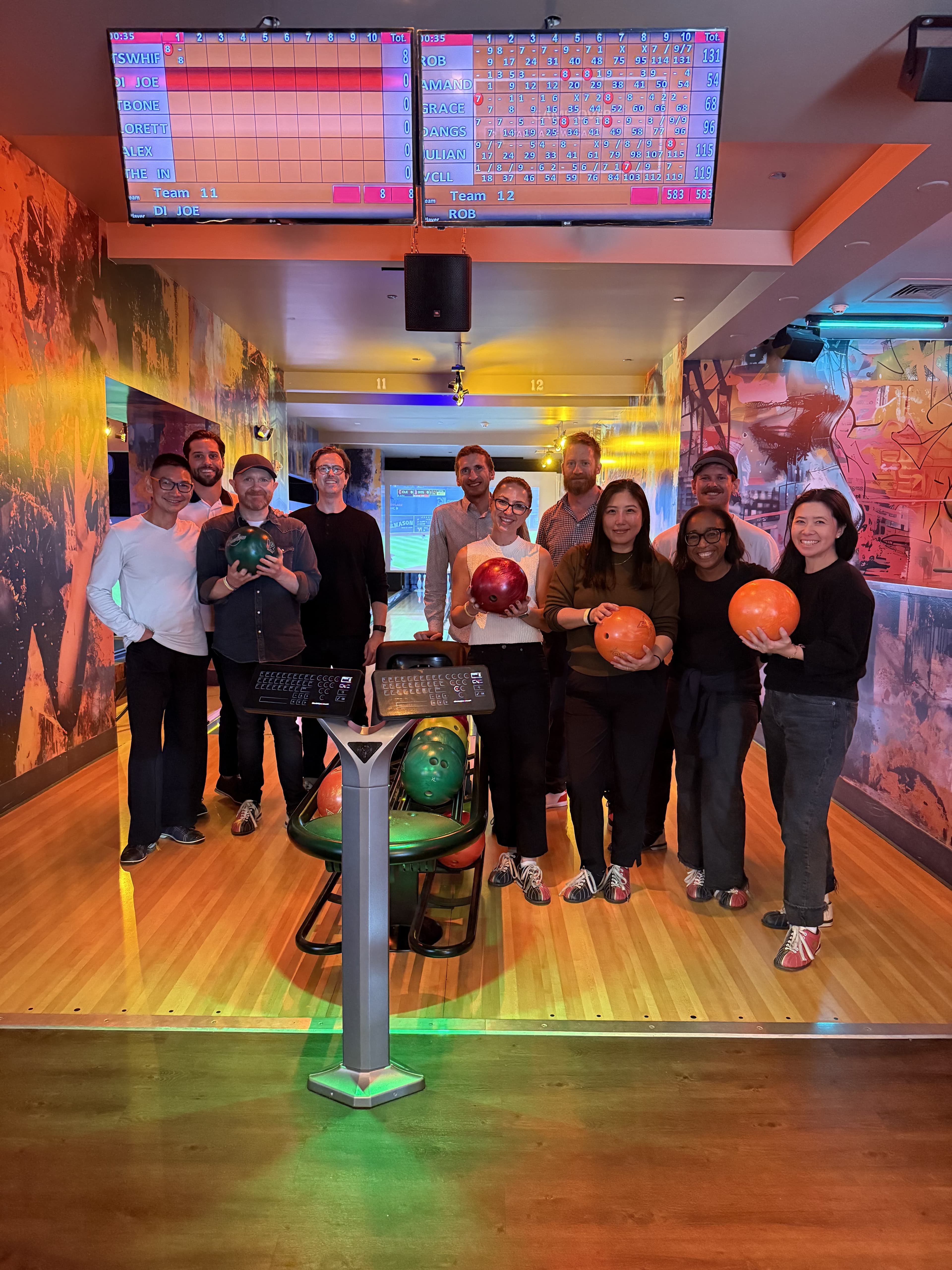The team out bowling together